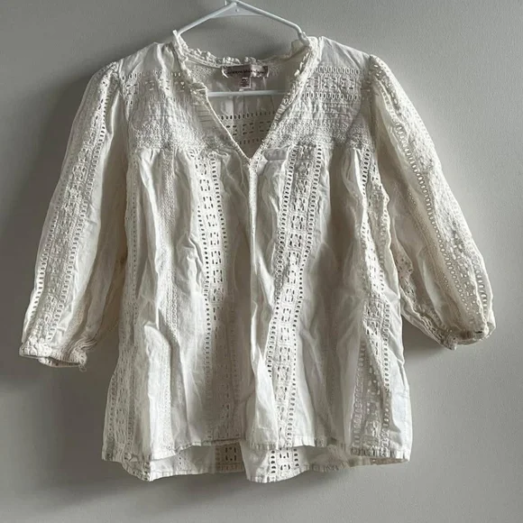 Catherine Malandrino Ivory Eyelet Lace Blouse - Picture 2 of 4